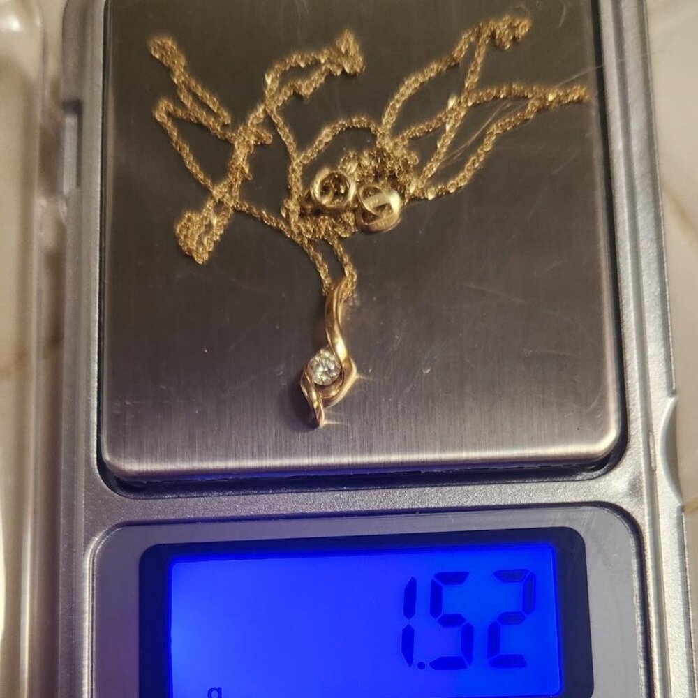 Sirena Collection 1/8 Carat Diamond  Pedant with 14kt Solid Gold  Necklace 18" - Picture 9 of 9